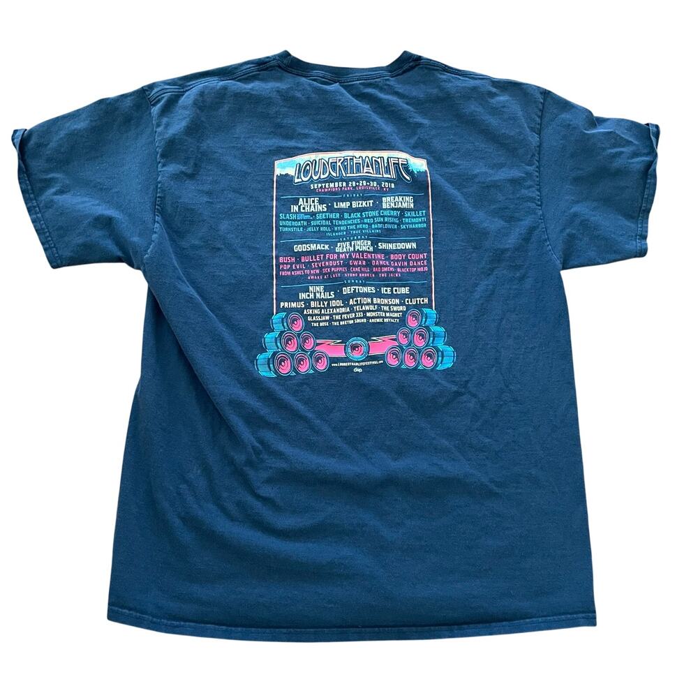 Louder than Life 2018 Miller Lite Navy Blue T-Shirt-Size Medium